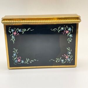 Vintage Volupte Swing Lock Carry All 50's Makeup Case Black Enamel Handpainted